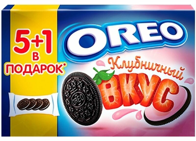 Печенье Oreo с какао и начинкой клубника, 228г - фотография № 1