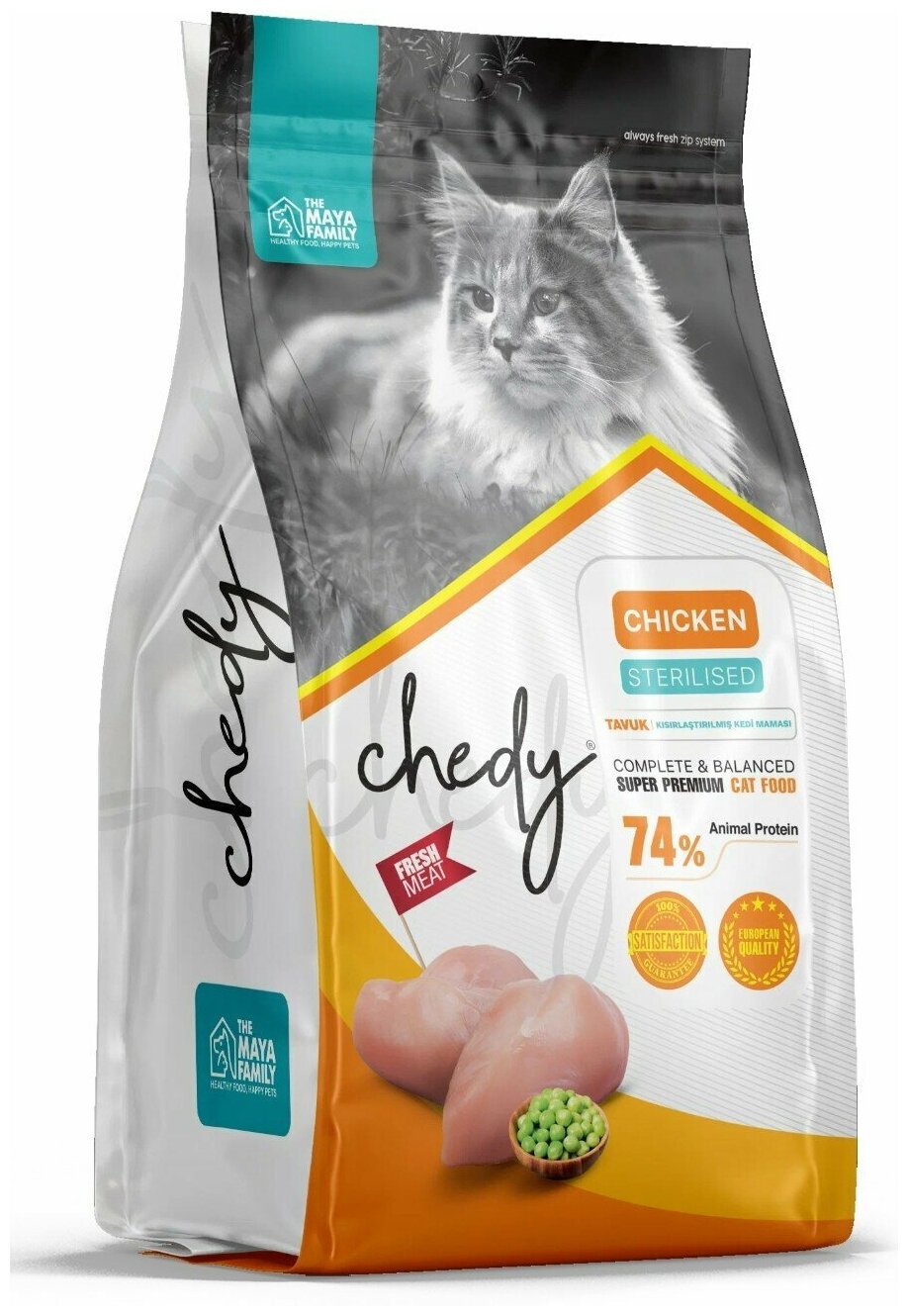 Сухой корм для стерилизованных кошек CHEDY Sterilised с курицей, 10кг