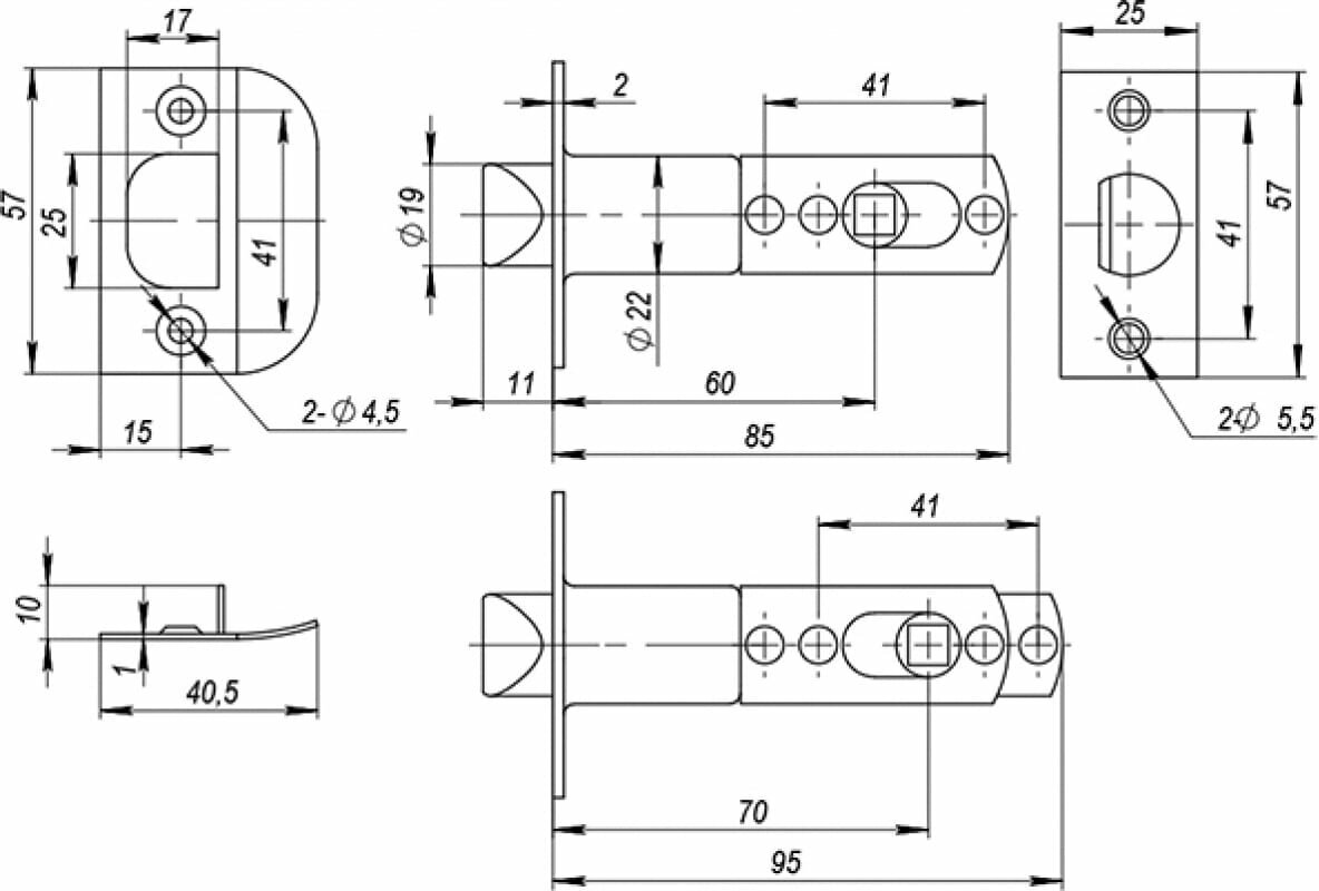 Ручка защелка Ajax DK610 CP-BK (6010 CP-B ) (фик.) хром