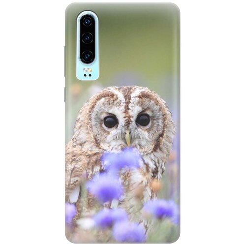 фото Ультратонкий силиконовый чехол-накладка для huawei p30 с принтом "сова и васильки" gosso