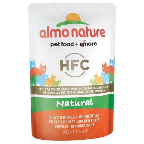 корм для кошек Almo Nature HFC Natural, с куриным филе 2 шт. х 55 г (мини-филе) корм для кошек almo nature hfc natural с куриным филе 12 шт х 55 г мини филе