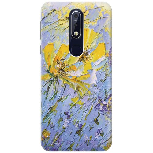 фото Re:paчехол - накладка artcolor для nokia 7.1 (2018) с принтом "желтое на синем"