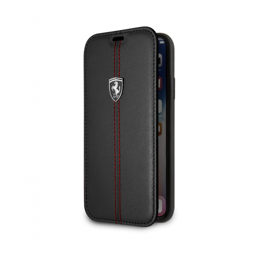 фото Кожаный чехол-книжка для iphone x/xs ferrari heritage w booktype leather, черный (fehdeflbkpxbk)