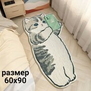 Ковер напольный прикроватный (кот с телефоном), коврик для детской комнаты, ковер в гостиную, в спальню
