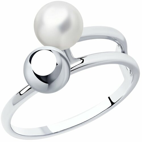 Кольцо Diamant online, серебро, 925 проба, жемчуг, размер 16