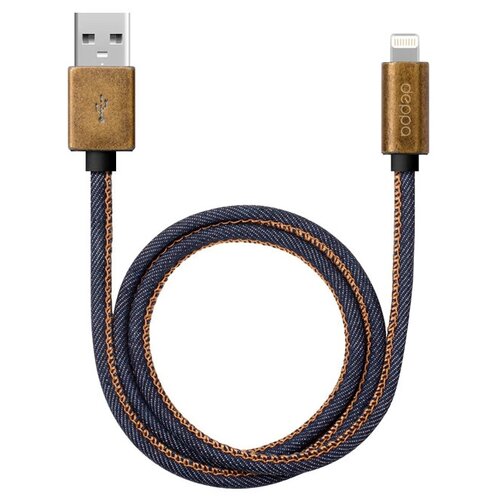 Deppa USB дата-кабель Deppa Jeans D-72275 MFI 2.4А USB - 8-pin Lightning 1.2м медь/ Джинсовая оплетка Deppa 02434