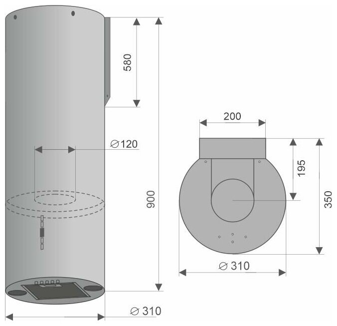 Пристенная вытяжка Konigin Ester Inox/Black Glass 31 - фотография № 10