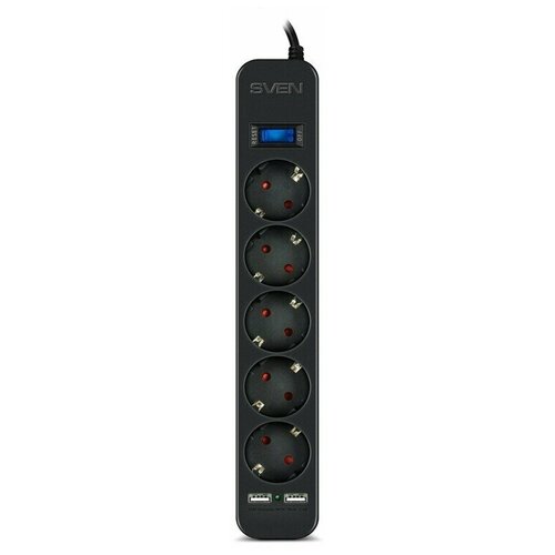 Сетевой фильтр Sven SF-05LU 5 Sockets 1.8m Black