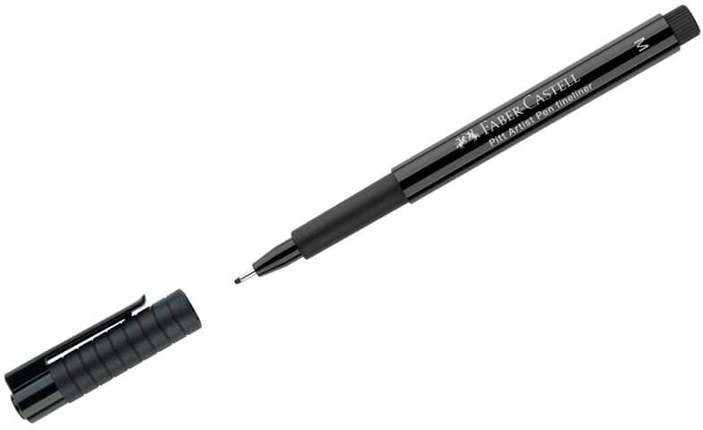 Ручка капиллярная Faber-Castell "Pitt Artist Pen Fineliner M" цвет 199 черный, М=0,7мм, игольчатый пишущий узел 286955