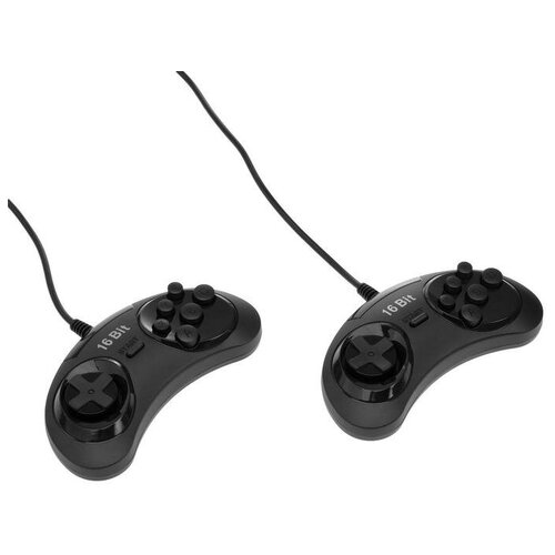 Геймпад для Sega 16-bit, 6 кнопок, 2 шт в комплекте, черный game controller for sega genesis for 16 bit handle controller 6 button gamepad for sega md game accessories