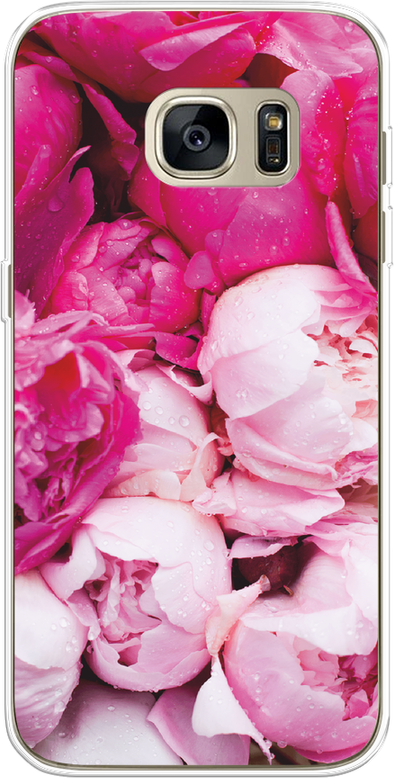 Силиконовый чехол на Samsung Galaxy S7 edge / Самсунг Галакси С 7 Эдж Пионы розово-белые