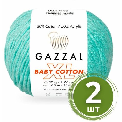 Пряжа Gazzal Baby Cotton XL (Беби Коттон XL) - 2 мотка Цвет: 3452 Айсберг 50% хлопок, 50% акрил, 50 г 105 м