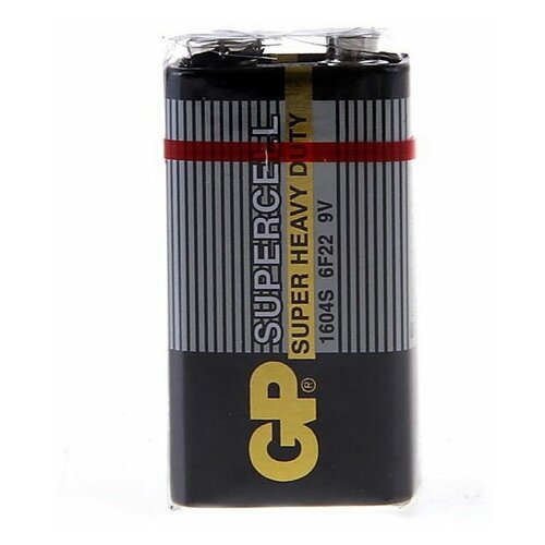 Батарейка солевая Supercell Super Heavy Duty, 6F22-1S, 9В, крона, спайка, 1 шт. батарейка солевая gp supercell super heavy duty 6f22 1s 9в крона спайка 1 шт комплект из 11 шт