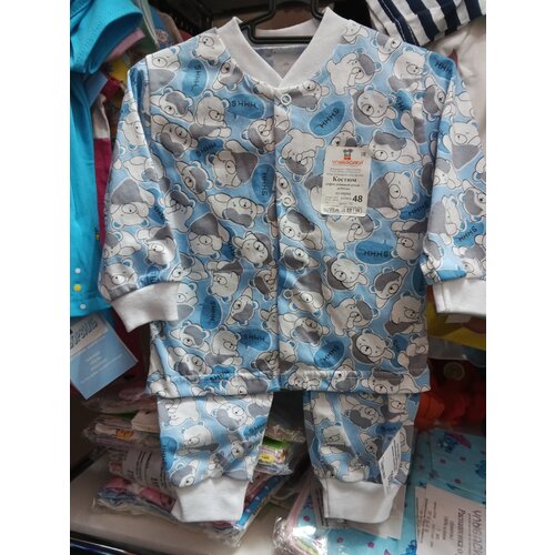 фото Комплект одежды улыбасики детский, кофта и брюки, размер 48, голубой