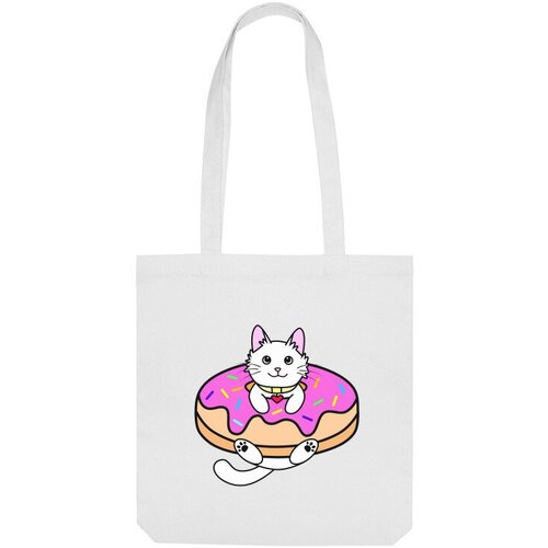 Сумка шоппер Us Basic, белый детская футболка серый котенок в пончике 104 белый
