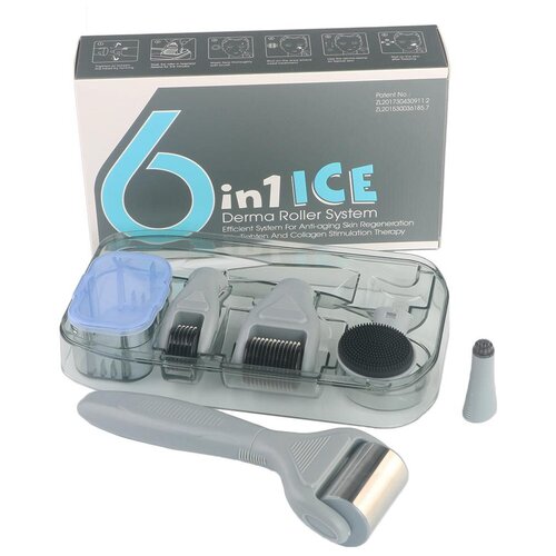 DRS Derma Roller Kit with Ice Roller 6 in 1 Ice Набор с мезороллером и охлаждающей насадкой 6 в 1 Айс