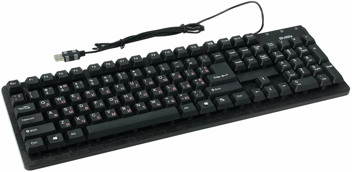 Клавиатура Sven проводная Standard 301, USB, 104 клавиши, черная (SV-03100301UB)