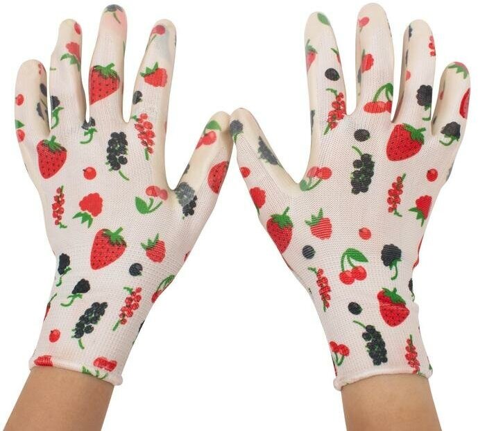 Garden Show Перчатки полиэстер размер 8 с нитриловым покрытием «Ягоды»