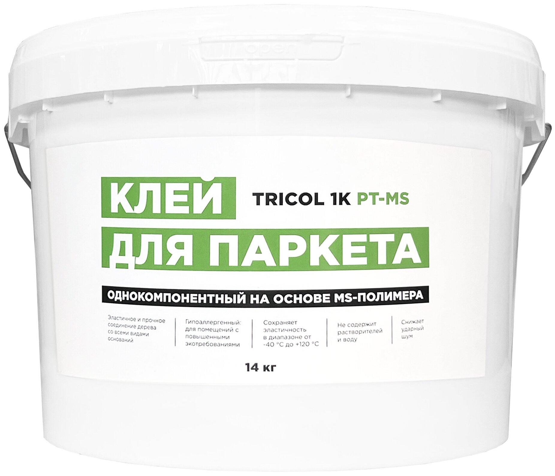 TRICOL 1K PT-MS Однокомпонентный жестко-эластичный силановый клей для укладки паркета на основе MC-полимера. , 14 кг