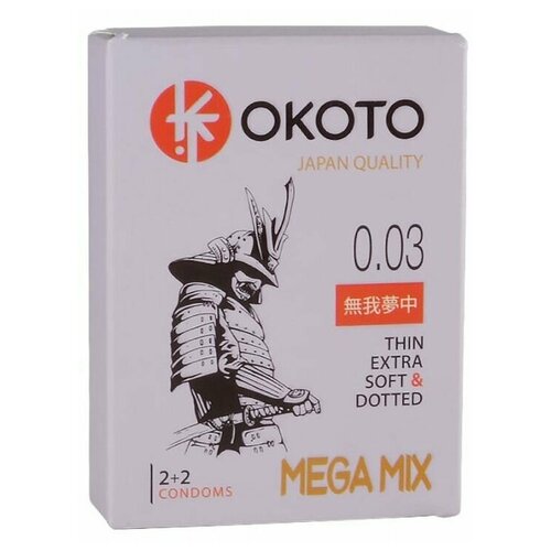 Набор из 4 презервативов OKOTO MegaMIX тонкие презервативы okoto thin extra soft 3 шт