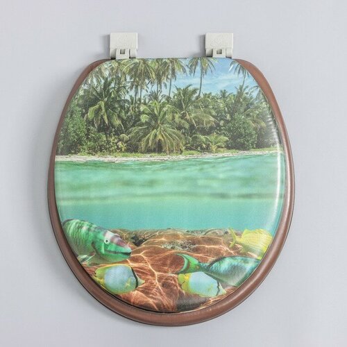 Росспласт Сиденье для унитаза с крышкой, мягкое, цвет коричневый, рисунок микс