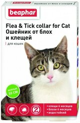 Beaphar ошейник от блох и клещей Flea & Tick для кошек, 35 см, зеленый