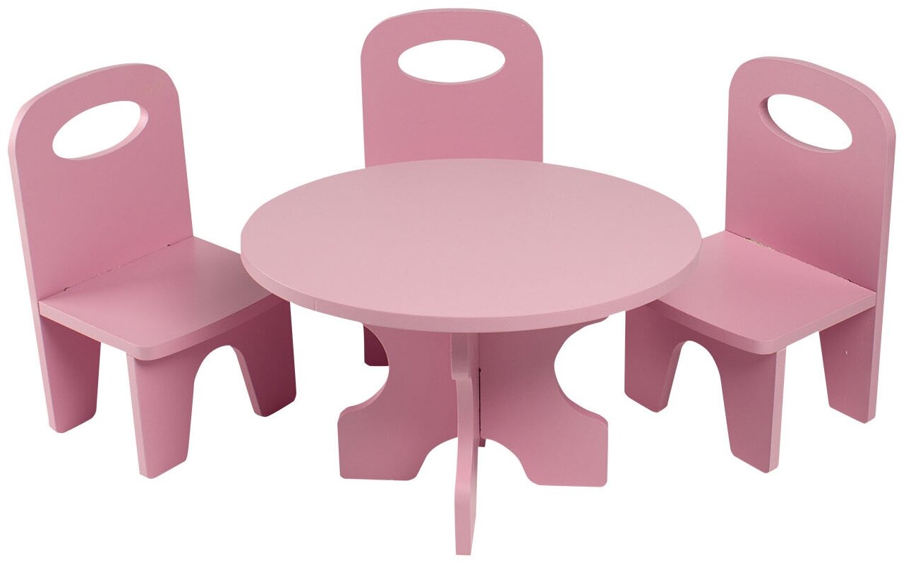 Мебель для кукол Paremo "Классика": стол, стулья, цвет: розовый