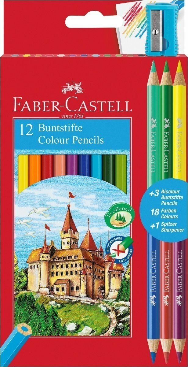 Карандаши цветные Faber-Castell Eco Замок с точилкой 12 шт. - фото №5