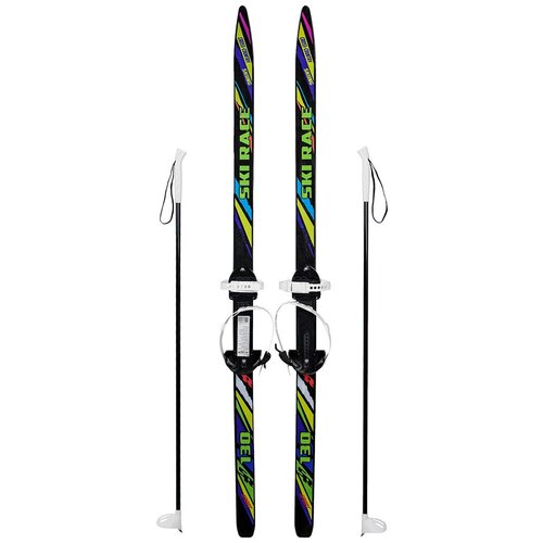 Лыжи подростковые Ski Race с палками, чёрный (130/100)