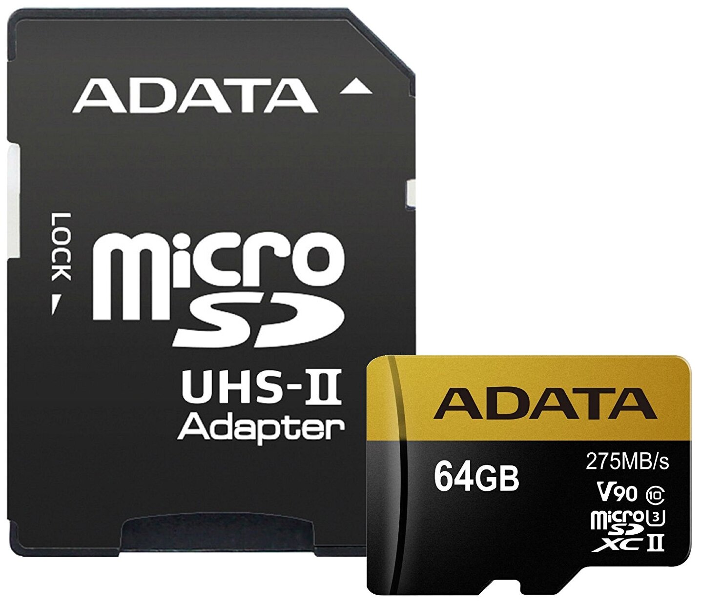 Карта памяти 64GB ADATA Premier ONE microSDXC Class 10 UHS-II U3 V90 275MB/s (SD адаптер) - фото №3