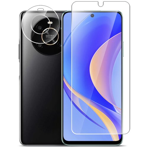 Защитное стекло на Huawei Nova Y90 (Хуавей Нова У90) на Экран и Камеру, (гибридное: пленка стекловолокно), прозрачное тонкое Hybrid Glass, Miuko защитное стекло на huawei nova y90 хуавей нова у90 на экран черная рамка полноэкранное силиконовая клеевая основа full glue miuko