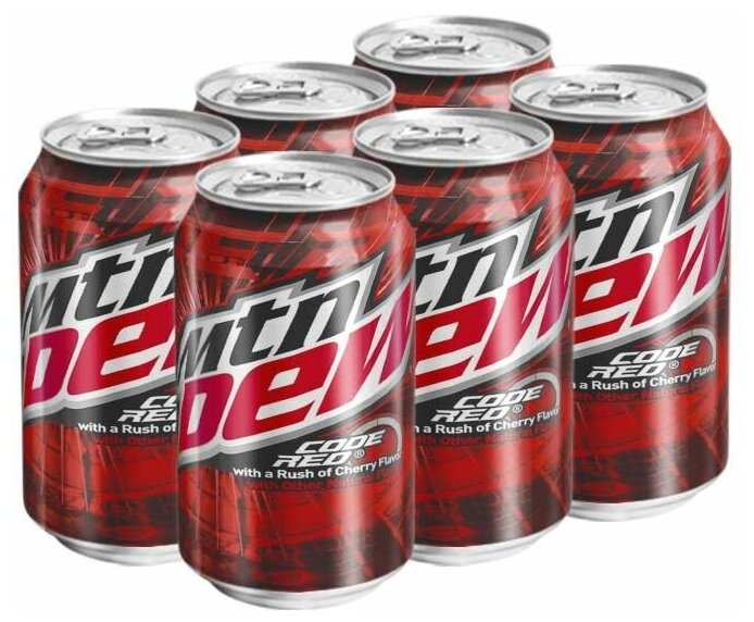 Газированный напиток MTN Dew (Mountain Dew) Code Red (США), 355 мл (6 шт) - фотография № 1