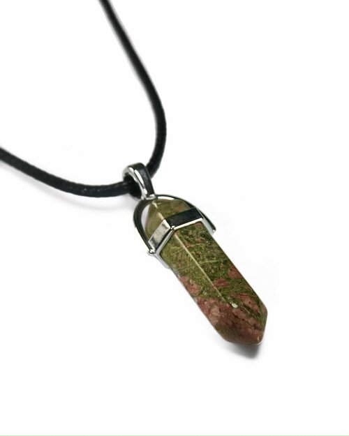 Колье Grow Up Кулон маятник для биолокации из натурального камня Унакит, символ гармонии, на шнурке, 45 мм