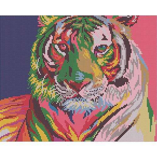 Алмазная мозаика картина Радужный тигр 35*43,5см