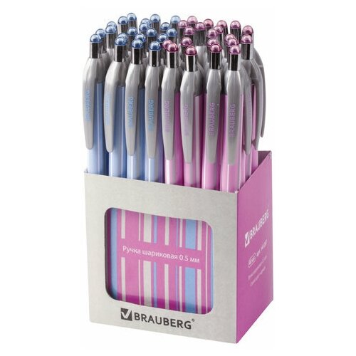 Ручка шариковая автоматическая Brauberg Sakura (0.3мм, синий цвет чернил) 40шт. (141287) ручка шариковая новогодняя сказка 3 дизайна два цвета 23 см