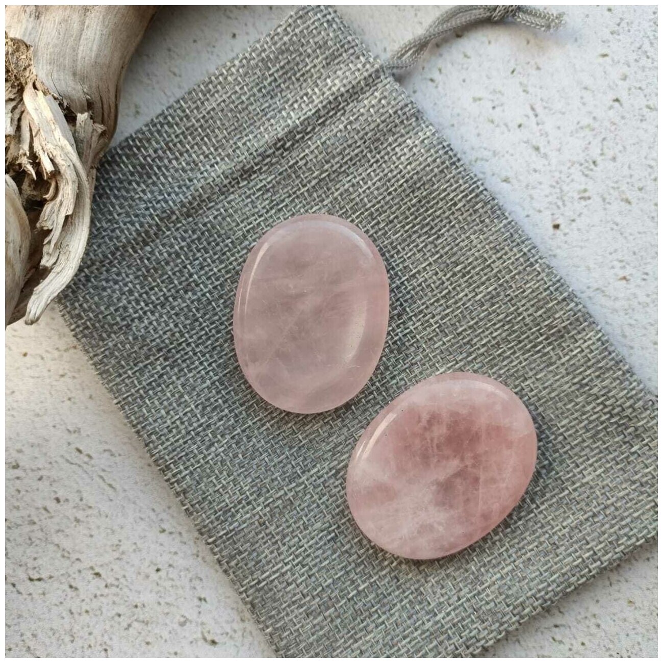 Массажер гуаша двойной из натурального камня Розовый кварц, 45*35 мм