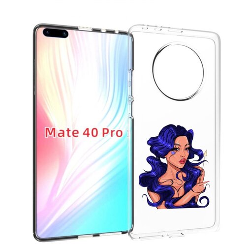 Чехол MyPads красивая-девушка-с-синими-волосами женский для Huawei Mate 40 Pro (NOH-NX9) задняя-панель-накладка-бампер