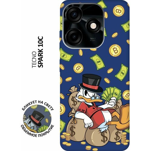 Матовый чехол Rich Scrooge для Tecno Spark 10C / Техно Спарк 10С с 3D эффектом синий матовый чехол rich scrooge для tecno spark 10 pro техно спарк 10 про с 3d эффектом желтый