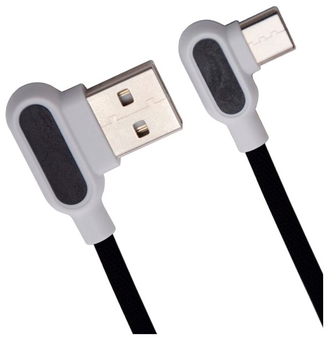 USB кабель Zetton USB SyncCharge Round Fabric Corner Cable USB to USB-C черный (ZTUSBRFCBKUC)