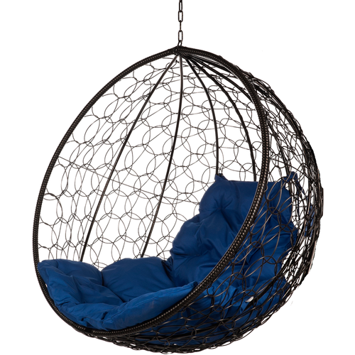 Подвесное кресло Kokos Black BS Синяя подушка подвесное кресло из ротанга wind black синяя подушка со стойкой