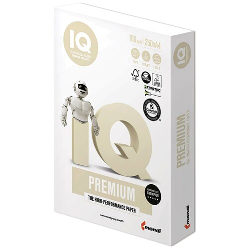 Бумага IQ Premium A4 160 г/м², 250 л, белый бумага офисная для печати для принтера iq allround а4 марка b 1500 листов