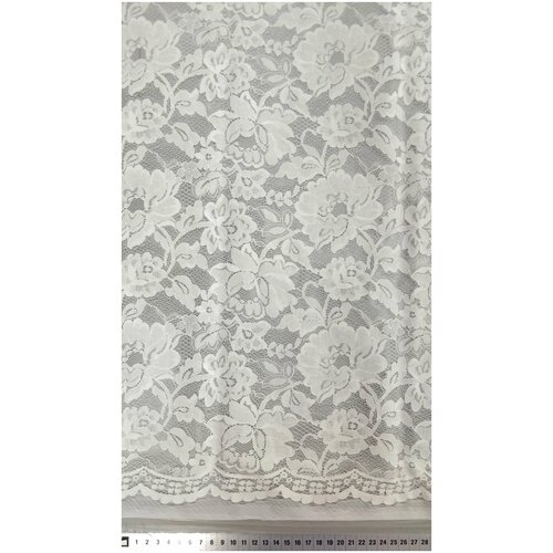 Ткань Плащёвка кружевная на плёнке белого цвета Италия