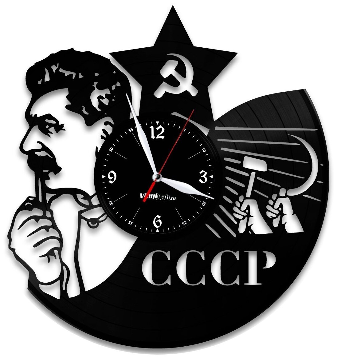 Часы из виниловой пластинки (c) VinylLab И.В. Сталин