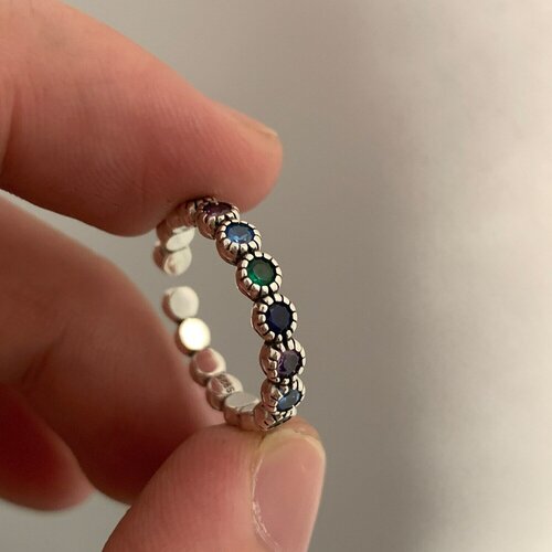 фото Кольцо бижутерный сплав, искусственный камень, безразмерное, мультиколор hoksa