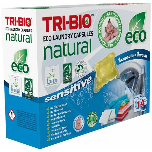 TRI-BIO Натуральные эко-капсулы для стирки белья, 14 Кап.