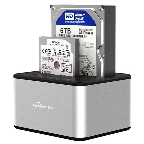 фото Док-станция blueendless hd07a для hdd/ssd (2,5 "/ 3,5" sata, usb 3.0) (серебристый)