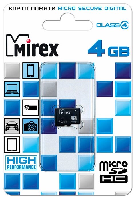   microSD 4GB Mirex microSDHC Class 4 13612-MCROSD04