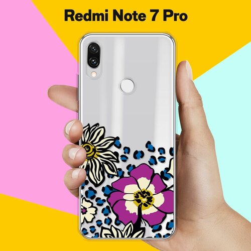 силиконовый чехол синие цветы в чашке на xiaomi redmi note 7 note 7 pro сяоми редми ноут 7 ноут 7 про Силиконовый чехол Цветы с узором на Xiaomi Redmi Note 7 Pro