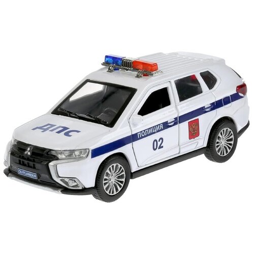 Внедорожник ТЕХНОПАРК Mitsubishi Outlander Полиция (OUTLANDER-12POL-WH) 1:38, 12 см, белый/синий