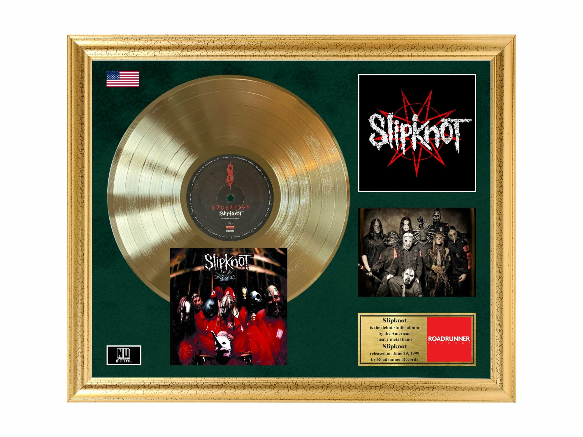 Золотой диск Slipknot в рамке 45х55см